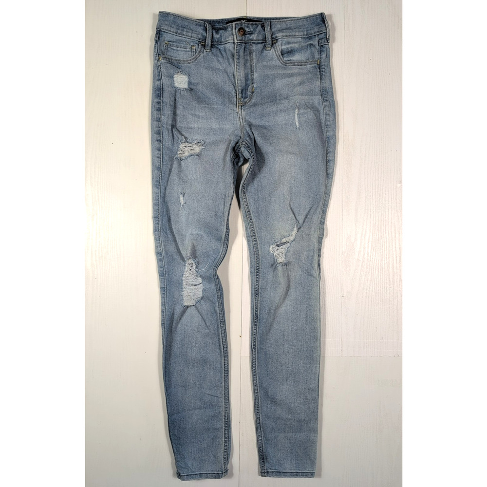 Hollister Women’s Jeans Sz 27x30 Blue High Rise Super Skinny Distressed Raw Hem